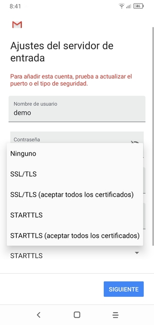 Seleccione Ninguno y SIGUIENTE