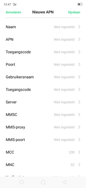 Voer internetgegevens in