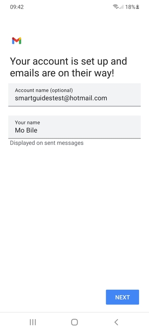 Give your account a name and enter your name. Select NEXT
