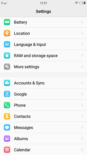 Scroll to and select Accounts & Sync