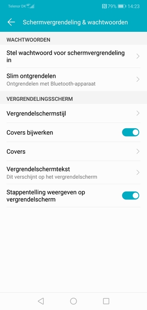 Selecteer Stel wachtwoord voor schermvergrendeling in