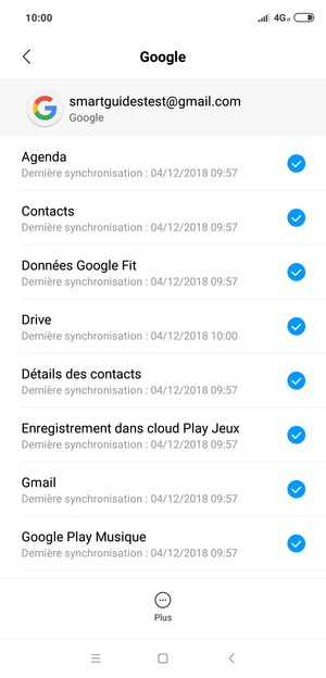 Assurez-vous que Contacts est sélectionné