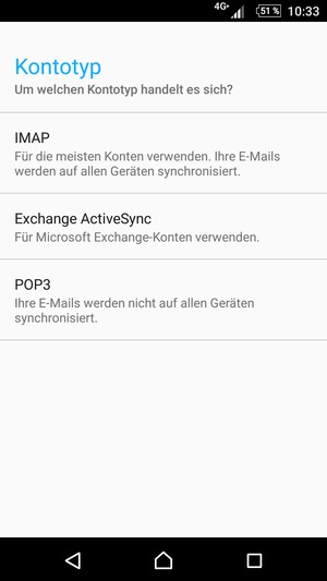 Wählen Sie IMAP oder POP3