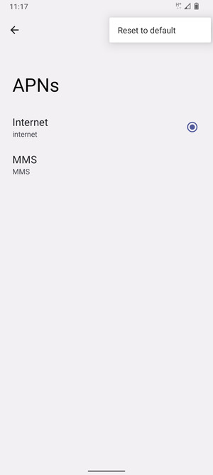 Select Reset to default