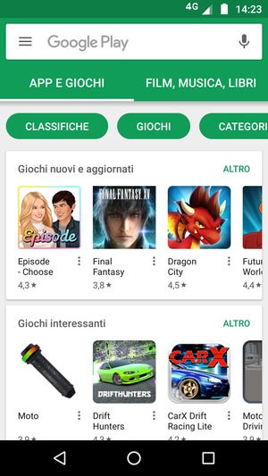 Seleziona la barra di ricerca