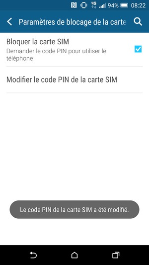 Le code PIN de votre carte SIM a été modifié