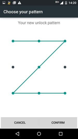 Draw the unlock pattern again and select CONFIRM
