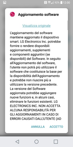 Seleziona ACCETTO