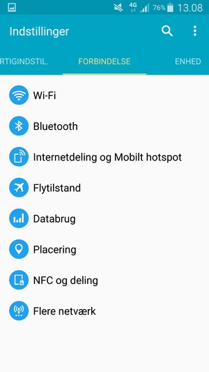 Vælg FORBINDELSE og Flere netværk