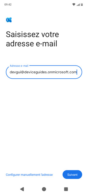 Saisissez votre adresse e-mail et sélectionnez Configurer manuellement l'adresse