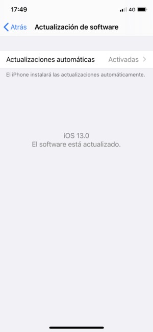 Si su iPhone está actualizado, verá la siguiente pantalla.