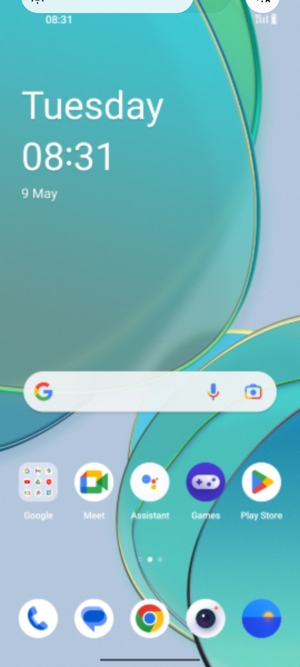 Slide down the top menu
