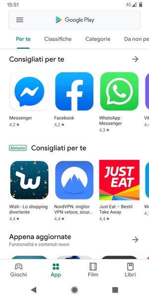 Seleziona la barra di ricerca