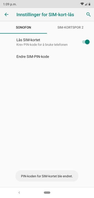 Din PIN-kode er endret