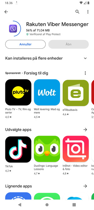 Afvent at installeringen er afsluttet