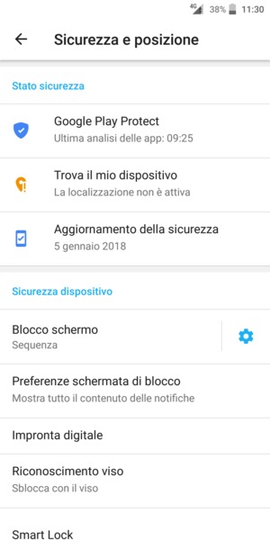 Il tuo telefono è ora protetto dal blocco schermo