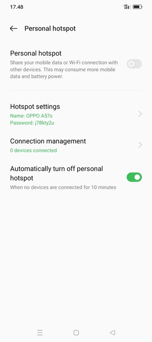 Select Personal hotspot settings