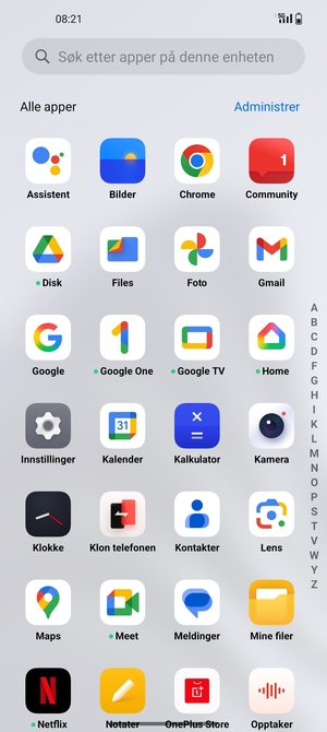 Velg Innstillinger