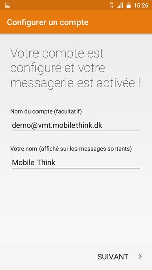 Donnez un nom à votre compte et saisissez votre nom. Sélectionnez SUIVANT