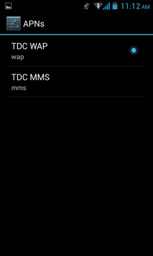 Select the Internet access point