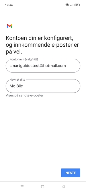 Gi kontoen din et navn, og skriv inn navnet ditt. Velg NESTE