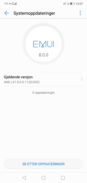 Hvis telefonen din er oppdatert, vil du se følgende skjermbilde