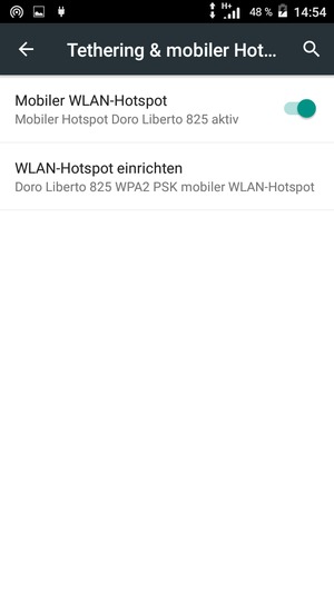 Ihr Handy ist jetzt für die Verwendung als Modem eingerichtet
