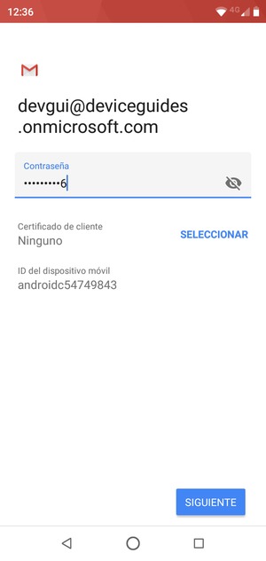 Introduzca su contraseña y seleccione SIGUIENTE