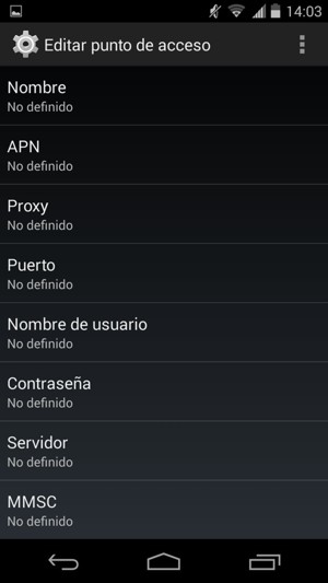 Introduzca la información de MMS