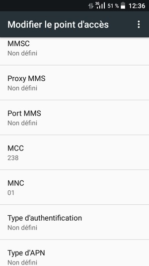 Faites défiler vers le bas et saisissez les informations MMS