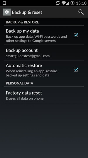 Select Backup account