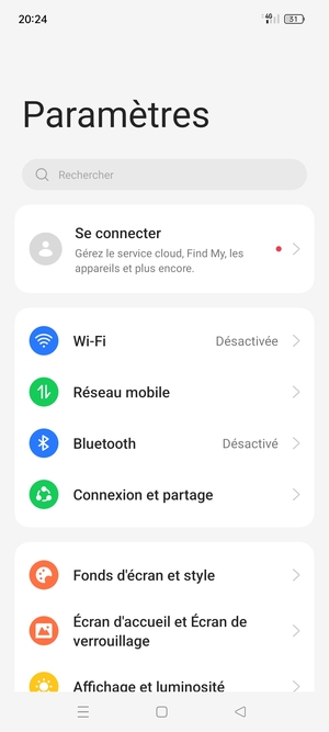 Sélectionnez Réseau mobile