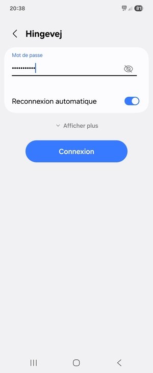 Saisissez le mot de passe du Wi-Fi et sélectionnez Connexion