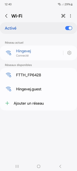 Vous êtes maintenant connecté au réseau Wi-Fi