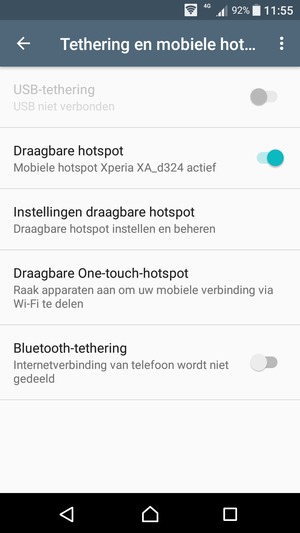 Uw telefoon is nu geïnstalleerd voor gebruik als modem