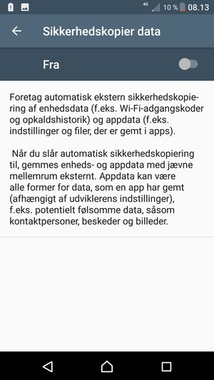 Aktiver Sikkerhedskopier data