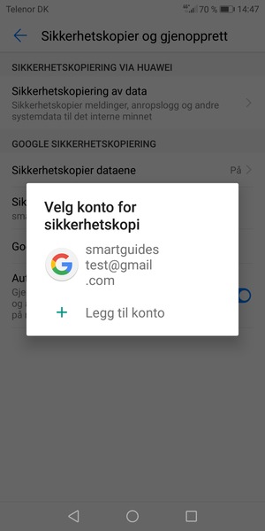 Velg sikkerhetskopi-kontoen din