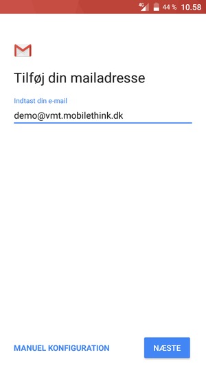 Indtast din e-mailadresse og vælg NÆSTE
