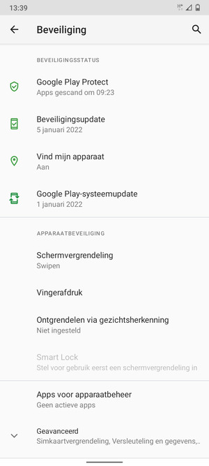 Selecteer Schermvergrendeling