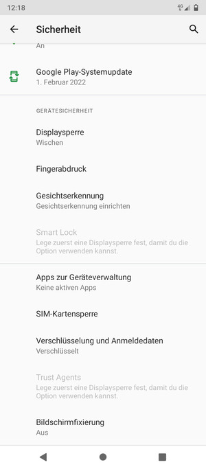 Scrollen Sie und wählen Sie SIM-Kartensperre