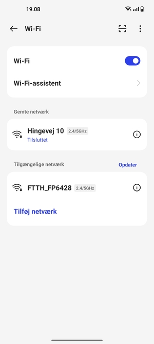 Du er nu tilsluttet Wi-Fi netværket