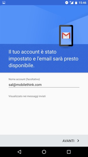 Scegli un nome per il tuo account e seleziona AVANTI