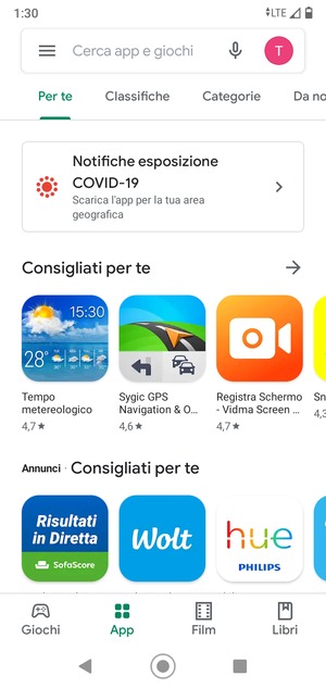 Seleziona la barra di ricerca