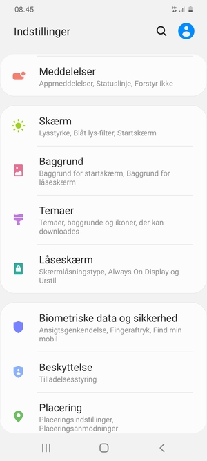 For at aktivere din skærmlås, gå til menuen Indstillinger og vælg Låseskærm