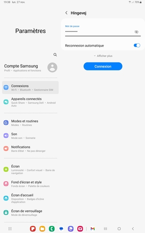 Saisissez le mot de passe du Wi-Fi et sélectionnez Connexion