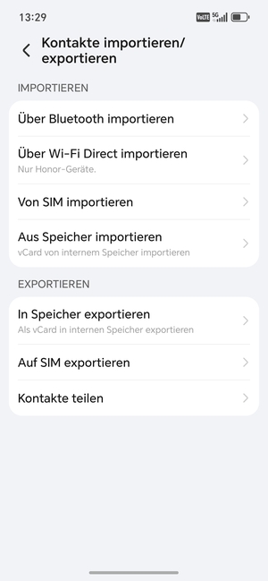 Wählen Sie Von SIM importieren