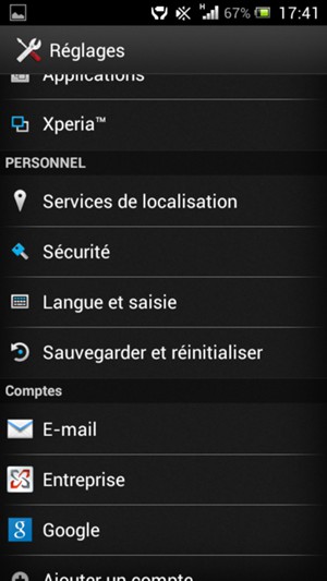 Sélectionnez Sécurité