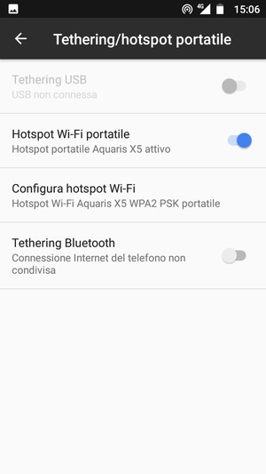 Il telefono è ora pronto per essere usato come modem