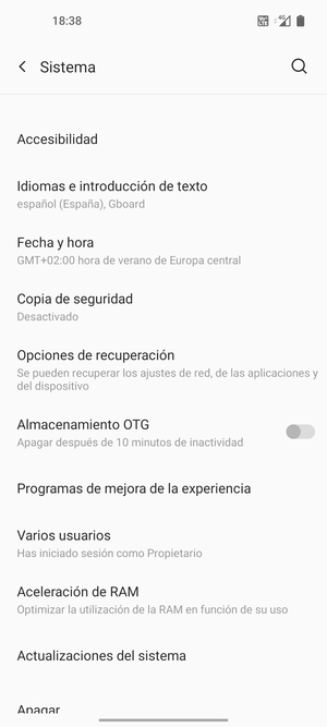 Seleccione Copia de seguridad