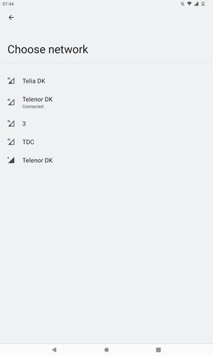Select a network operator from the list